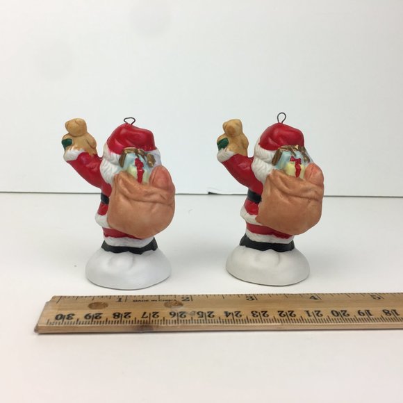2 Vtg 1995 CVS Santa w Bear Christmas Holiday Ornaments Ceramic Collectible - Picture 5 of 10